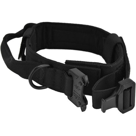 Collar de tracción para perros con hebilla, de nailon, para entrenamiento y caza, accesorio para mascotas para exteriores, color negro, talla M. (1/5)