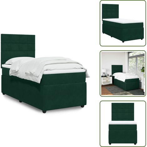Sommier à lattes de lit avec matelas Vert foncé 100x200 cm - Sommier À Lattes De Lit - Sommiers À Lattes De Lit - Lit - Meuble De Chambre À Coucher (1/5)