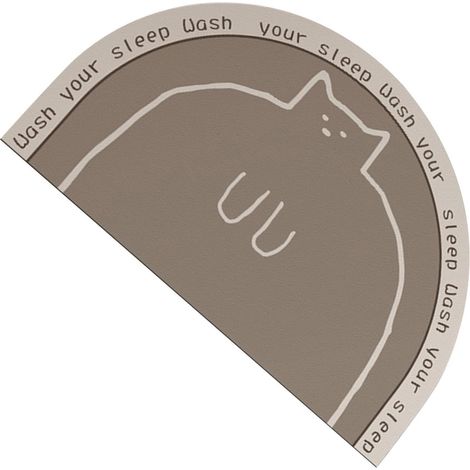 Tapis de bain 40 x 60 cm , douche , baignoire , sol latéral , motif chat , paillasson , semi-circula (1/5)