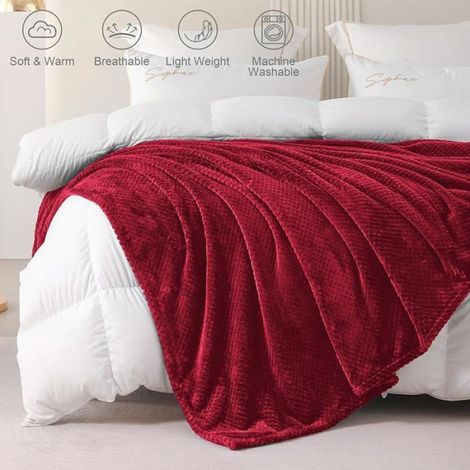 Pid Couverture Poire,Jeté de Canapé en Fnelle,230 x 270 cm,Couverture de Lit Doux 230 x 270 cm BORDEAUX COUVERTURE (1/5)