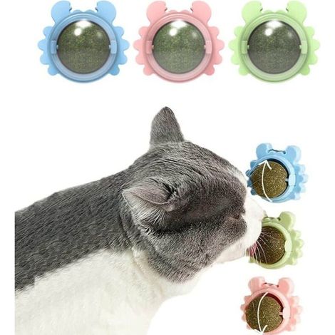 Pack de 3 coussins à lécher l'herbe à chat pour chat, nettoyage des dents à la menthe fraîche Odipie (1/4)