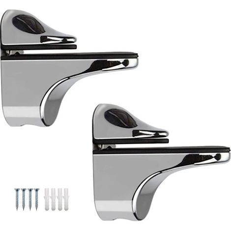 ZOLGINAH Staffa regolabile in 2 parti per mensole in vetro, supporto per mensole in legno/vetro di spessore 5-22 mm - a becco d'anatra (1/5)