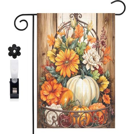 Bannière de cour Welcome et style champêtre 30 x 45 cm décoration porche et maison (1/5)