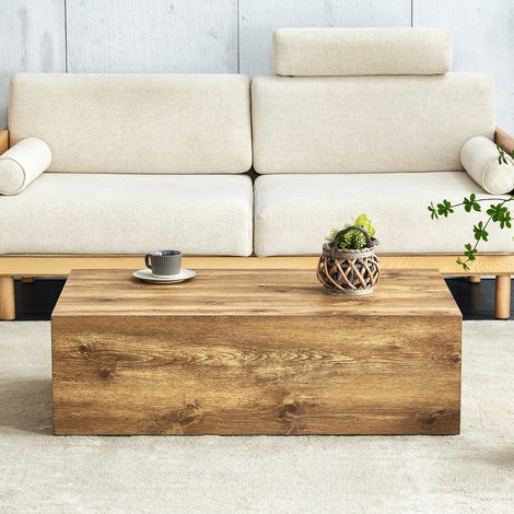 Table basse 90x50x30 cm aspect bois en MDF avec patins antidérapants sans montage (1/5)