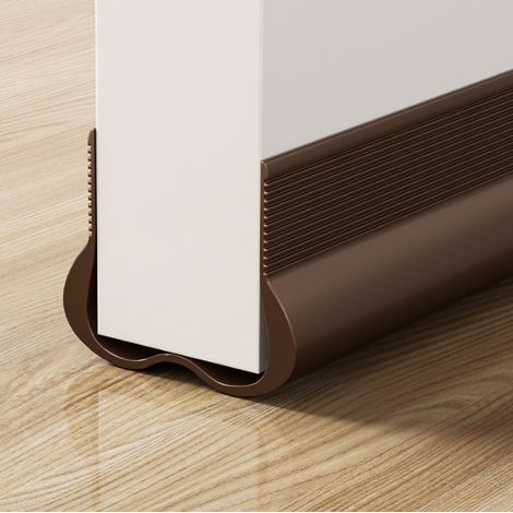 Joint d’étanchéité souple PVC marron bas de porte 93 cm, isolation thermique et acoustique, anti‑poussière anti‑insectes réglable, fourni avec 8 bandes adhésives double face pour installation facile (1/5)