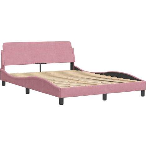 vidaXL Cadre de lit avec tête de lit Dover rose 140x190cm velours (1/5)