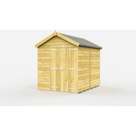6 x 7 Feet Apex Shed - Double Door Without Windows - Wood - L214 x W175 x H217 cm