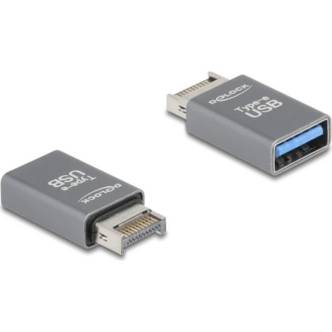 Delock Adaptador USB 10 Gbps Tipo-E Clave A macho a USB Tipo-A hembra metal