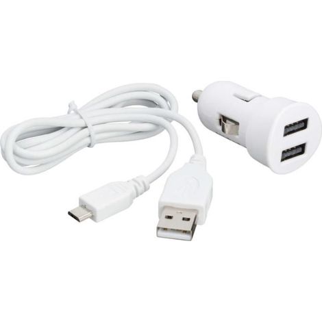 Chargeur allume-cigare - BIGBEN CONNECTED - BBC mini - 2 ports USB - 2A - Blanc