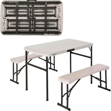 Mesa Plegable Lifetime Crema Plegable para 4 Personas