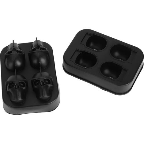 Lot de 2 moules à glaçons en silicone en forme de crâne, à 4 compartiments, pour bar à domicile (1/5)