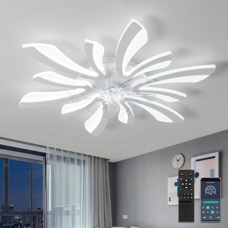 78cm Ventilateur de Plafond avec Lumière et Télécommande Grand Luminaire Ventilateur Plafond Dimmable 6 Vitesses DC Réversible été/hiver Plafonnier Ventilateur Silencieux pour Chambre Salon,Blanc (1/5)