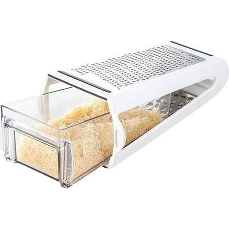 Grattugia per formaggio con ciotola – Grattugia professionale a doppia faccia in acciaio inox, staccabile, per formaggio, cioccolato, verdure (1/5)