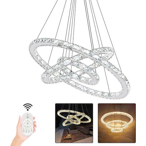 Suspension 96W Dimmable Lustre de Cristal LED Suspension LED Luminaire de Salle à manger Eclairage de plafond HENGMEI-DOU