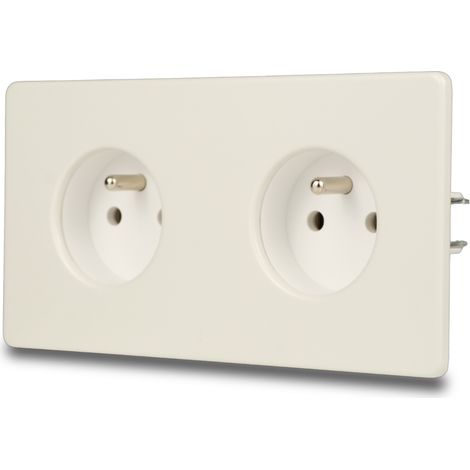 Enchufe doble eléctrico de acero pintado en blanco color cachemir RAL9002 (1/5)