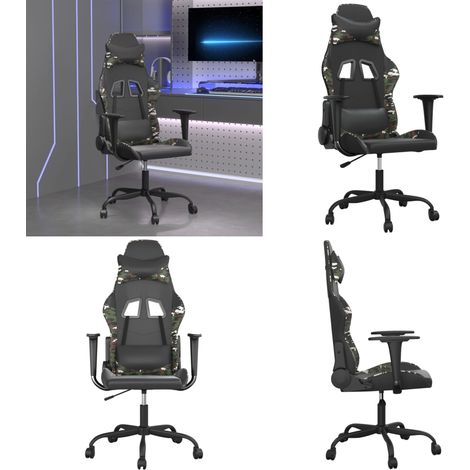 Sedia da Gaming Nero e Mimetico in Similpelle - Sedia da gioco - Sedia in similpelle