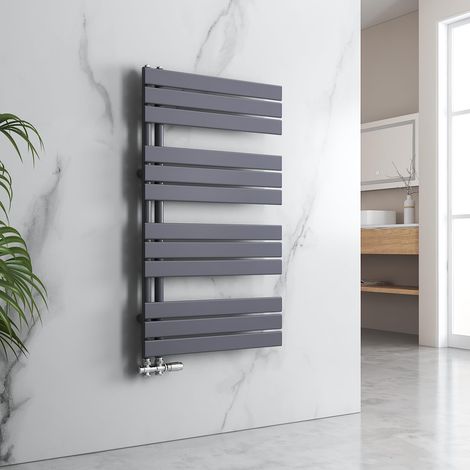 Radiateur de salle de bain plat 1320 x 600 mm - 798 W - Chauffe-serviettes - Sèche-serviettes - Raccordement central - Panneau de serviette - Raccordement latéral - Anthracite (1/5)