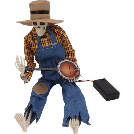 Statue de crâne de cowboy pour Halloween, yeux lumineux simulant une tête de mort, ornements de squelettes de cowboy pour la décoration de bureau, grille jaune (1/5)