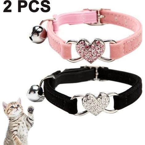 Collier pour chat avec ceinture de sécurité et clochette, 24-30 cm, cadeau pour la Saint-Valentin (1/5)