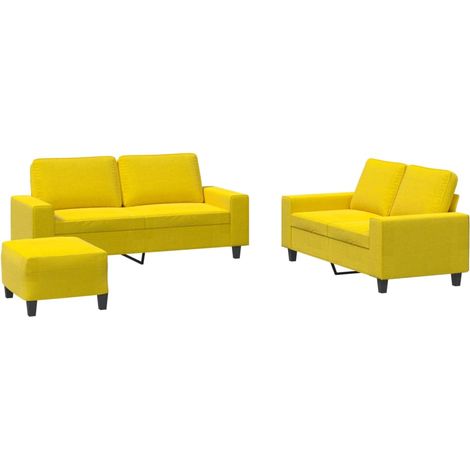 Maison Exclusive - Ensemble de canapés 3 pcs jaune clair tissu (1/5)