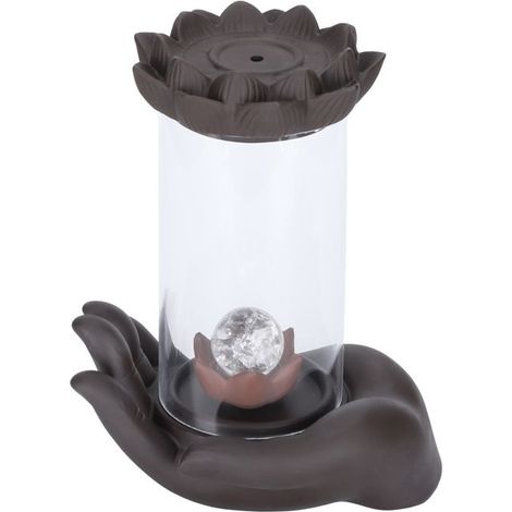 Brûleur d'encens - Artisanat - Cascade à LED - Housse coupe-vent - 19,5x14x11 cm - 685 g (1/5)