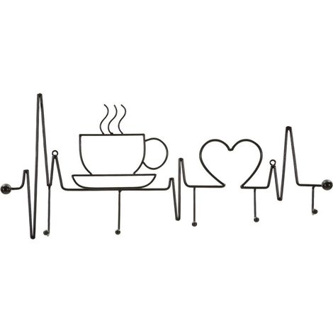 Appendiabiti in metallo nero, 60x3,8x26,7 cm – Breakfast (1/5)