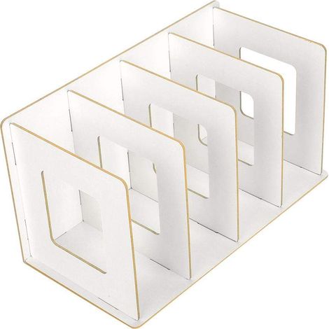 en Bois 4 Sections Bureau Livre Rack, Livres CD DVD Stand De Stockage Étagère Porte-Magazine Serre-Livres Bureau Transportant Étagères pour Étudiants Enfants Adulte(Blanc Chaud) (1/4)