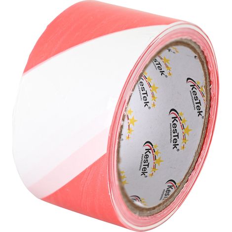 KesTek Absperrband Warnband Sicherheitsband Markierungsband 50m Rot Weiß 50mm (1/3)