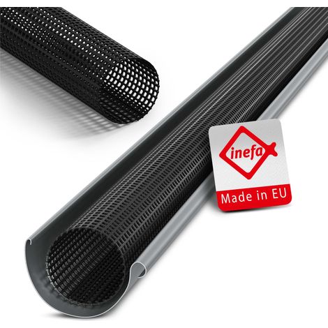INEFA Laubschutzgitter Dachrinnen Laubschutz, PVC Schwarz Laubfang Dachrinnenabdeckung Dachrinnenzubehör Made in Germany - 125-180mm, 2m, 1 Stk.