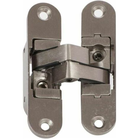 Charnière invisible 3D aluminium inox satiné – Charge maximale 40 kg – Ouverture 180° – Pour portes de 35 à 60 mm d'épaisseur (1/2)