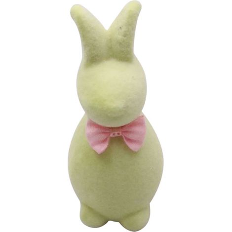 Statue Lapin De Pâques - Flocage Doux - 15 Cm - Décoration Intérieure Pour Table Et Cheminée - 1 Pièce (1/4)