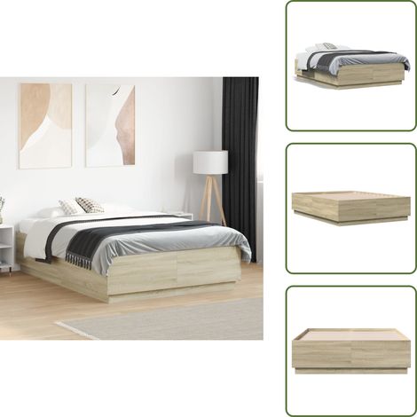 The Living Store Cadre de lit sans matelas chêne sonoma 120x190 cm - Cadre De Lit - Lit Double - Lit En Bois - Lit Moderne - Sommier