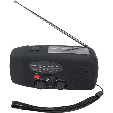 Radio d'urgence à manivelle avec Lampe de Poche LED, Alarme SOS, (1/5)