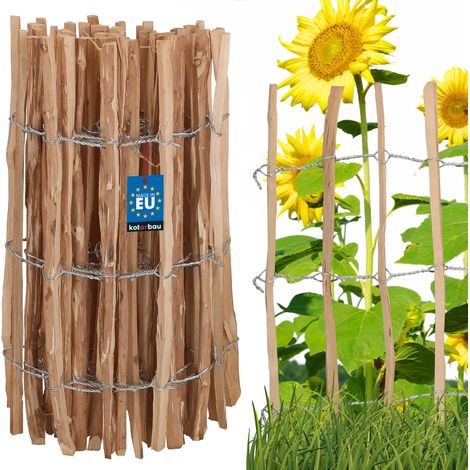 KOTARBAU® Ganivelle, Clôture Bois 0,7 x 5m, Bordure Bois Jardin, Noisetier, Clôture Bois Exterieur, Ganivelle Chataignier, Espacement Piquets 7-8 cm, Bordure Jardin Exterieur Bois, Naturel (1/5)