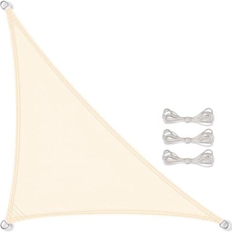 Voile d'ombrage 3x3x3 mètres Beige Triangulaire en PES Auvent pour Jardin terrasse Anti-UV Toile Solaire résistant (1/5)
