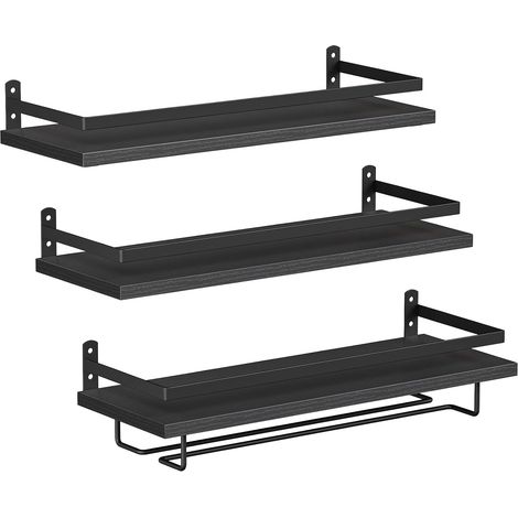 Porte-Bouteilles de Vin Murals, Lot de 3, Porte-Bouteilles Suspendus, Porte-Verres, pour Salon, Cuisine, Noir (1/5)