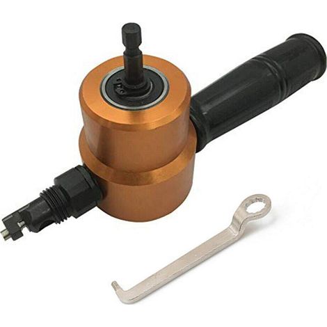 Grignoteuse Métal Perceuse Nibbler Coupe Métal Coupeur Grignoteur Double Tête 360° Perceuse Attachement Outil avec Poinçon pour l'entretien des Réparations Automobiles or (1/5)
