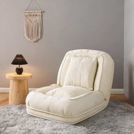 Canapé convertible ergonomique pliable en tissu blanc cassé (1/5)