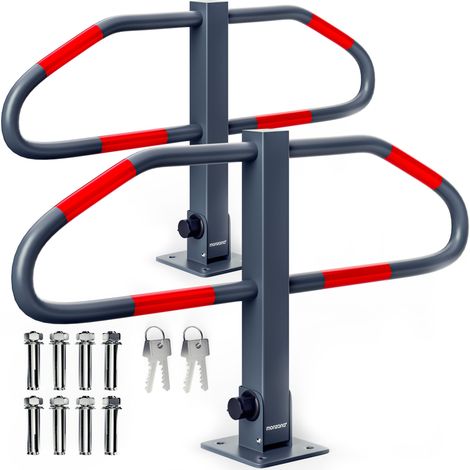 MONZANA® Set of 2 Parking Barriers Foldable Robust Steel Posts with Integrated Locks 4 Keys Security Bollards for Car Parks, Driveways and Garages 47 x 18 x 70cm (1/8)
