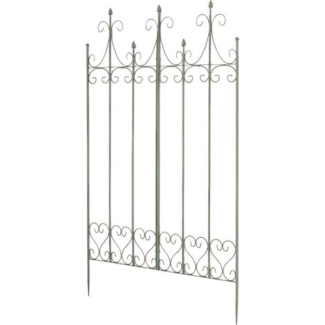 Treillis de jardin support plantes grimpantes décoration métal vert vieilli 100003882 (1/5)