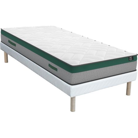 Ensemble 90 x 190 cm sommier + matelas ressorts ensachés ép.22cm - PRESTIGE de YSMÉE