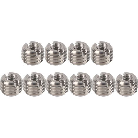 10 pièces Kit d'Inserts Filetés, Femelle M4 x 0.7, Mâle M8 x 1.25, Longueur 6mm/0.2in, Inserts d'Écrou en Acier Inoxydable pour Turbines à Vapeur d'Automobiles d'Aviation, Noix (1/5)
