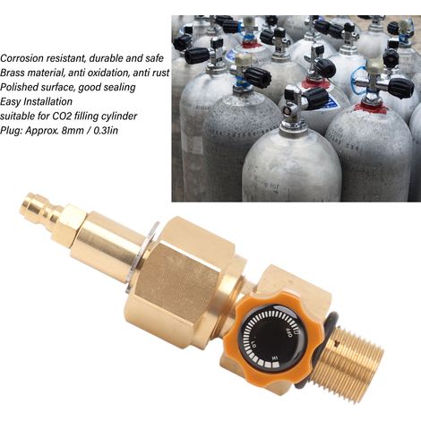 Ortviai Robinet de remplissage CO2 en laiton anti-corrosion M18x1.5 avec raccord mâle doré haute pression (1/4)