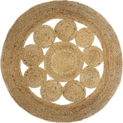 Alfombra calada 'Esra' en yute D. 80 cm - Atmosphera créateur d'intérieur (1/4)