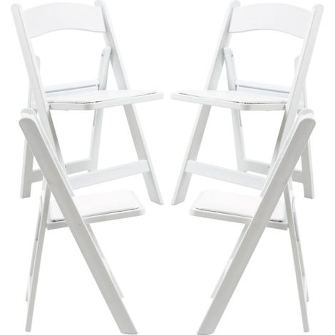 Sillas Plegables - Pack 4 Sillas Gala Plegable con Cojín efecto Madera - Blanco