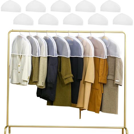Lot de 10 Housse Vetements à Suspendre 60 x 30cm Housse Manteau PEVA Anti-poussière Housse Vetement Anti Mite pour Chemise/Costume/Manteaux (1/4)