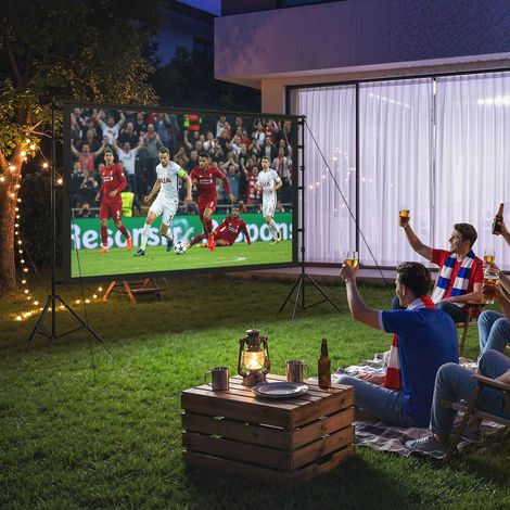 Écran de projection avec trépieds 100 pouces 16:9 HD 4K/8K. écran videoprojecteur portable. 268x58x181cm. blanc et noir