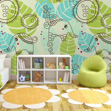 Papier peint éléphants pour enfants - 400 x 309 cm (1/4)