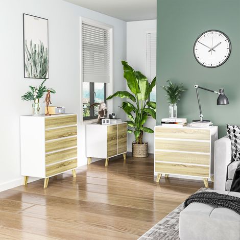 Commode 6 tiroirs meuble de rangement design scandinave - dim. 80L x 40l x 95H cm