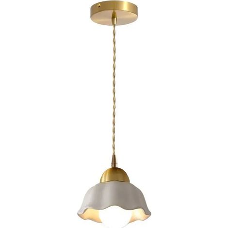 Lampe Suspension Industriel,Lustre Retro Abat-jour en Céramique Design Fleur Lampe de Plafond Style Vintage pour Salon (1/5)
